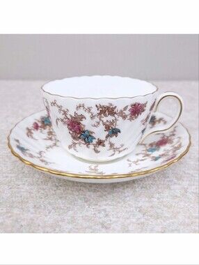 Vintage Minton Ancestral Bone China Tea Cup & Saucer Floral